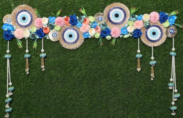 BULE EVIL EYE WITH BLUE FLOWERS